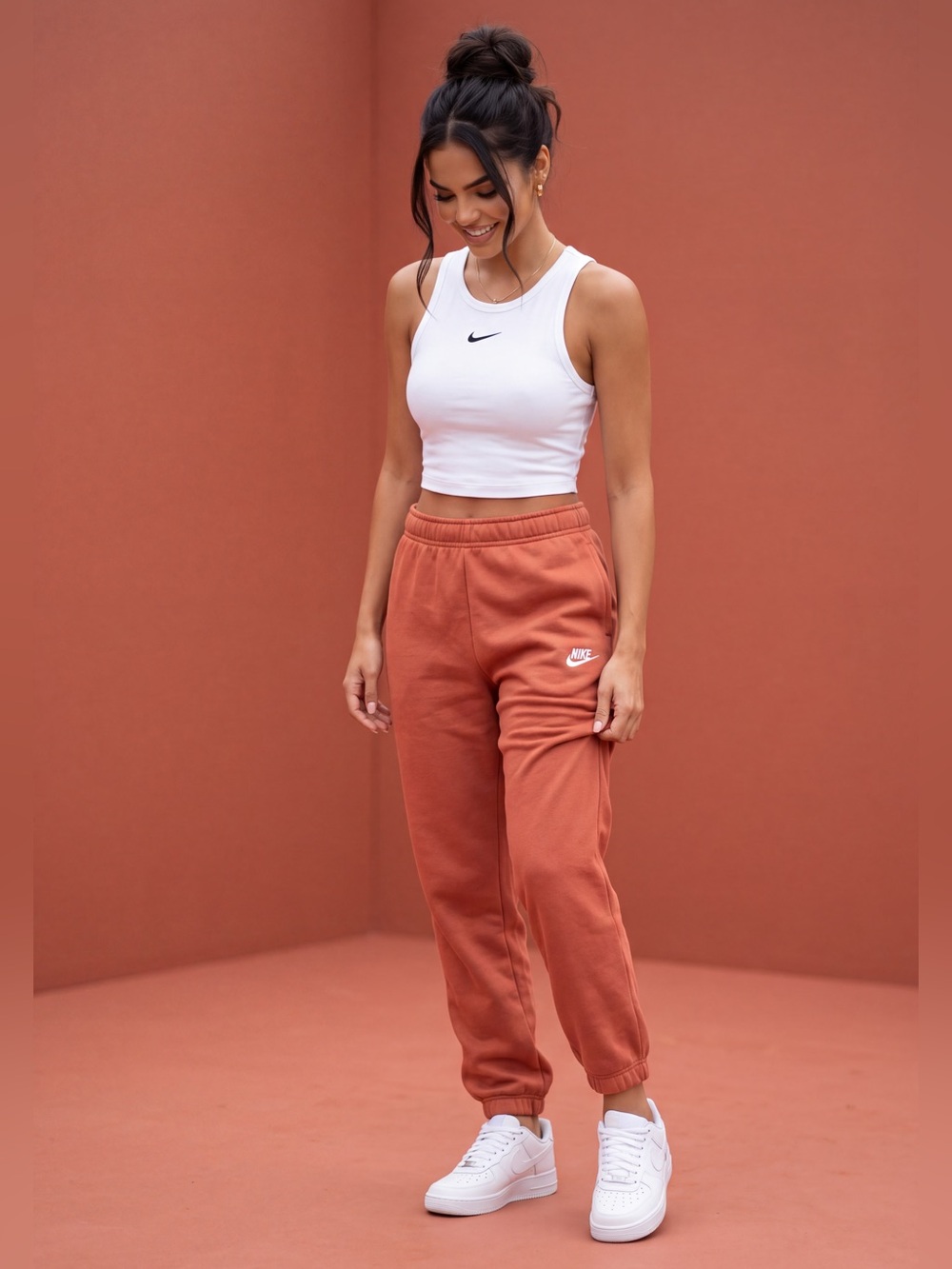 Nike Women's Fades Rose Colored Cargo-Style Jogger Pants